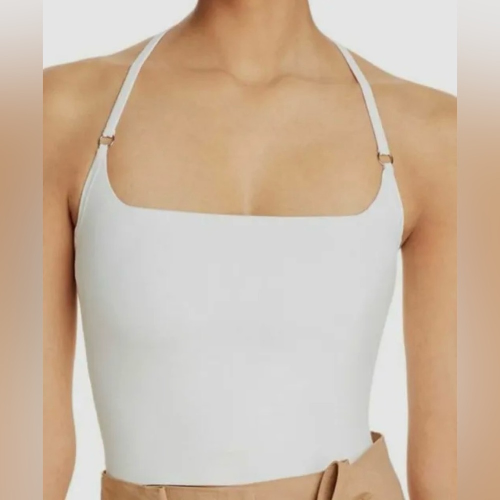 ‼️SOLD‼️ A.L.C. Women White Nova Sleeveless Halter Cropped Tank Top Shirt
